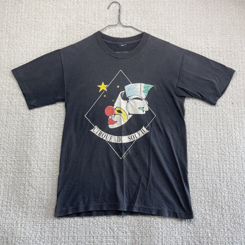 RARE VTG 90s Cirque du Soleil T-Shirt Gray Single Stitch Graphic Tee Read for Sz